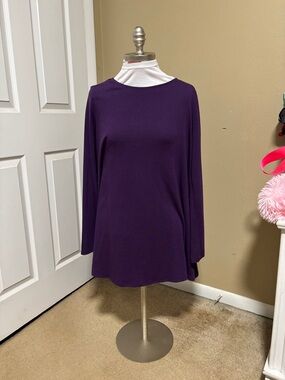 Zenana Outfitters Purple Crewneck Tunic